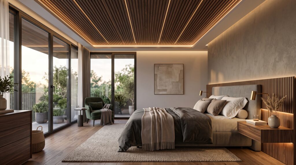luxury bedroom with wooden ceiling 202607021225